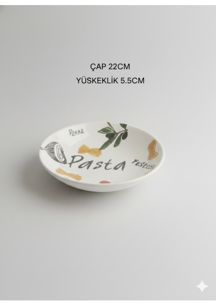 22 cm Seramik Derin Makarna Tabağı Beyaz Desenli 2 Adet modelleri