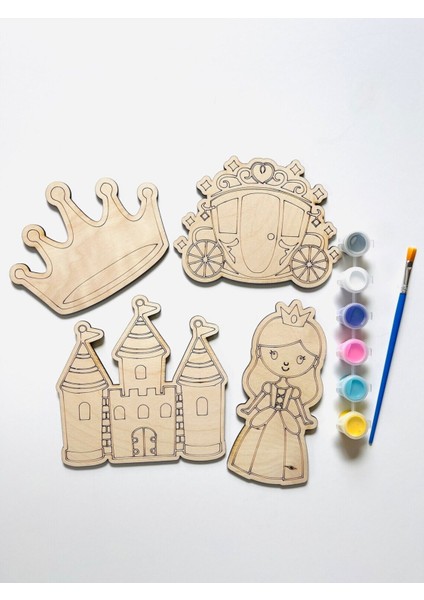 Çocuklar Için Eğitici Ahşap Boyama Seti, Montessori, Kendin Yap, Renkli ve Eğlenceli