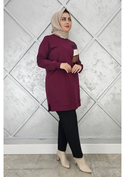 Kadın Paraşüt Kumaş Kombinli Tesettür Tunik