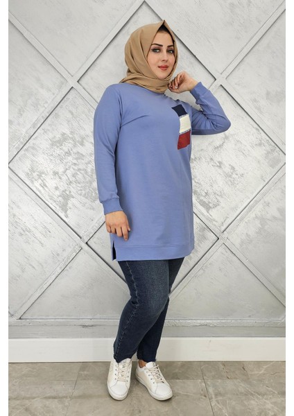 Kadın Paraşüt Kumaş Kombinli Tesettür Tunik