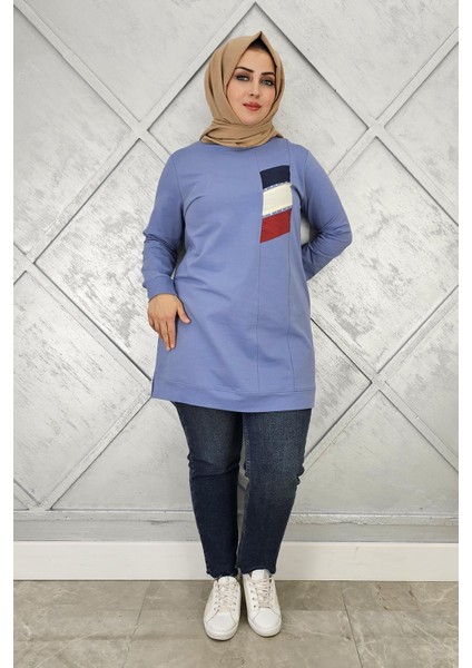 Kadın Paraşüt Kumaş Kombinli Tesettür Tunik modelleri