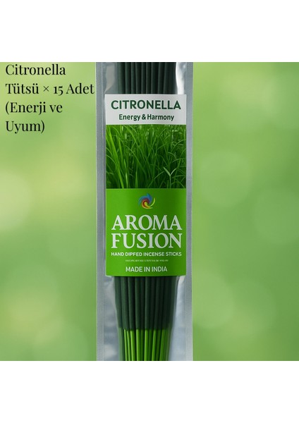 Aroma Fusion Citronella Tütsü - Premium Tütsü × 15 Adet (Sivrisinek & Kara Sinek)
