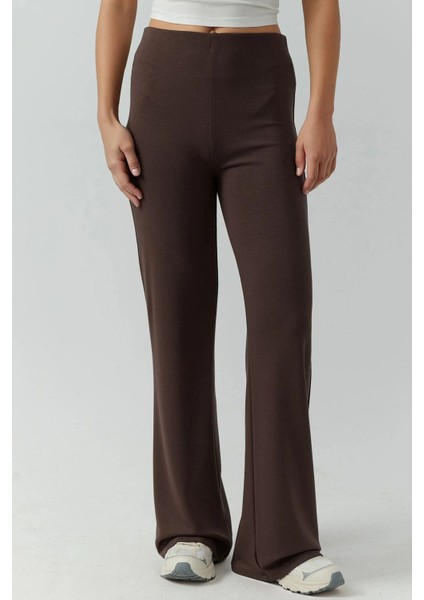 Kadın Rahat Kesim Modal Dokulu Düz Paça Eşofman Altı Kahve Kahvesi