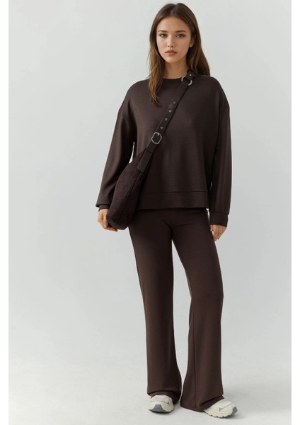 Kadın Rahat Kesim Modal Dokulu Düz Paça Eşofman Altı Kahve Kahvesi fiyatları