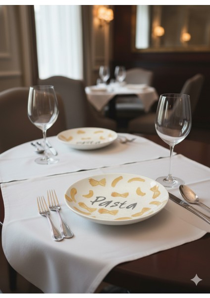 2 Adet 22 cm Seramik Derin Makarna Tabağı Kremdesenli fiyatları