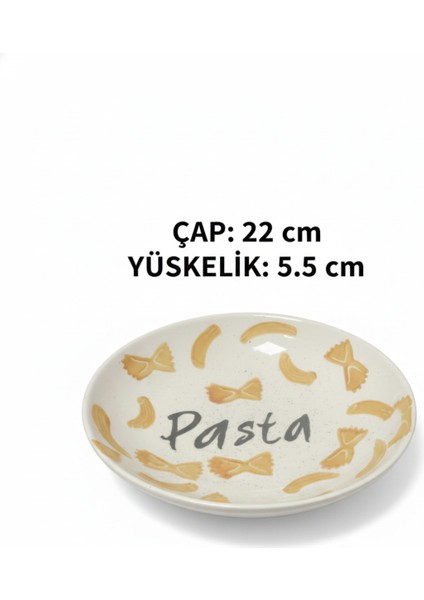 2 Adet 22 cm Seramik Derin Makarna Tabağı Kremdesenli modelleri
