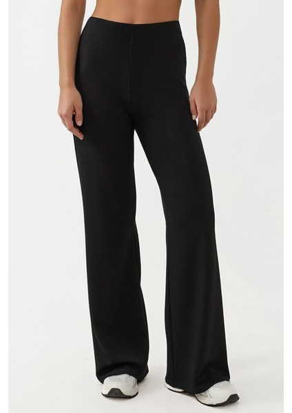 Kadın Rahat Kesim Modal Dokulu Düz Paça Eşofman Altı Siyah