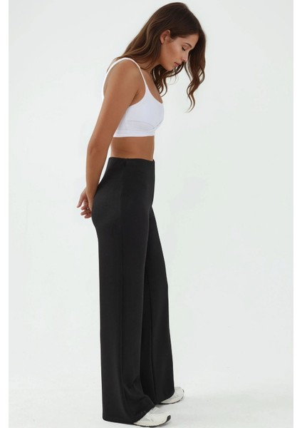 Kadın Rahat Kesim Modal Dokulu Düz Paça Eşofman Altı Siyah modelleri