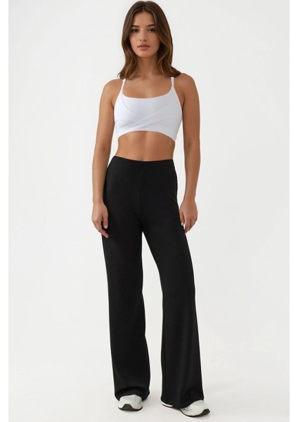 Kadın Rahat Kesim Modal Dokulu Düz Paça Eşofman Altı Siyah