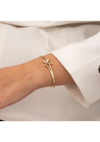 Taşlı Çiçek 14 Ayar Altın Kelepçe fiyatları