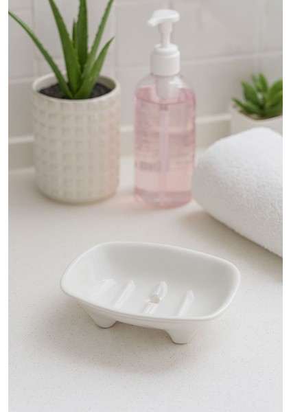 Katı Sabunluk Seramik Katı El Sabunluğu Beyaz