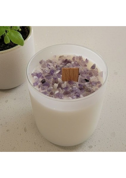Silva - Ametist Taşlı %100 Soya Wax Özel Kokulu Mum
