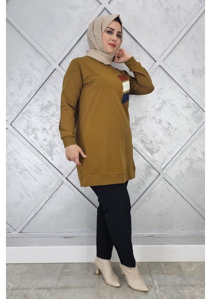 Kadın Paraşüt Kumaş Kombinli Tesettür Tunik