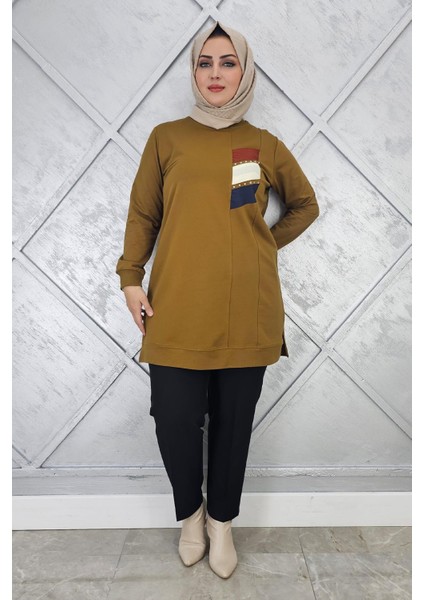 Kadın Paraşüt Kumaş Kombinli Tesettür Tunik fiyatları