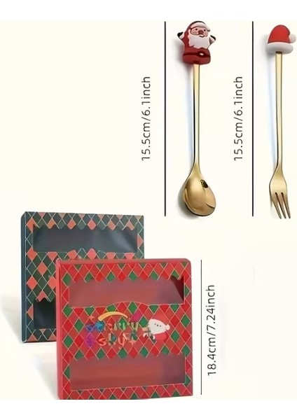 Yılbaşı Sofra Kaşık Çatal Seti Tatlı Veya Kahve Kaşığı Paslanmaz Çelik Gold - 6 Parça Yılbaşı Desenli fiyatları