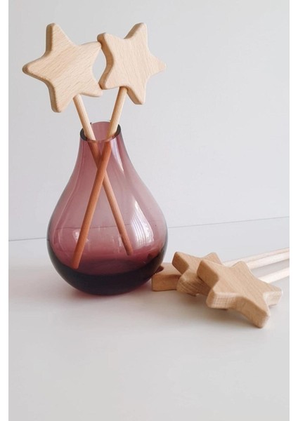 Duyusal Eğitici Sihirli Yıldız Peri Asası Ahşap Çubuk Doğal Oyuncak Bej fırsatları