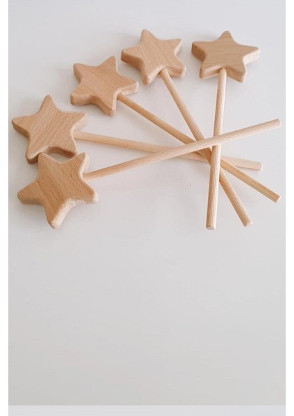 Duyusal Eğitici Sihirli Yıldız Peri Asası Ahşap Çubuk Doğal Oyuncak Bej indirimleri