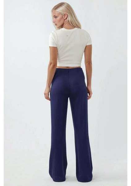 Kadın Rahat Kesim Modal Dokulu Düz Paça Eşofman Altı Gece Mavisi modelleri