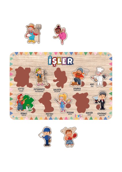 Ahşap Meslekler ve Işler Temalı 2'li Eğitici Yapboz Seti, Sarı Renk modelleri