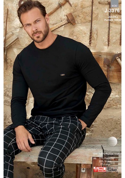 Erkek Aydoğan Jakarlı Pijama Takımı 3376 SIYAH04 modelleri