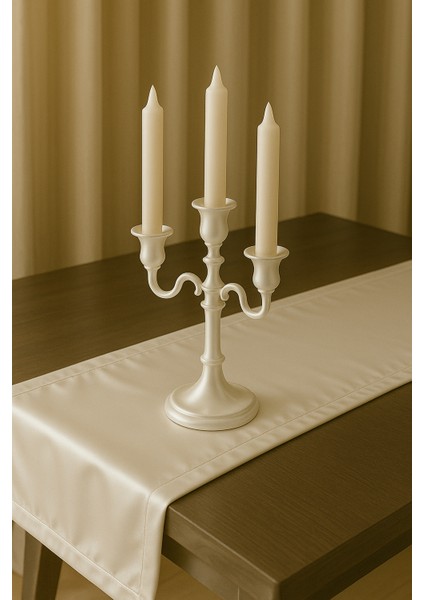 Saten Dokulu Açık Gri Runner , Masa Örtüsü, Amerikan Servis