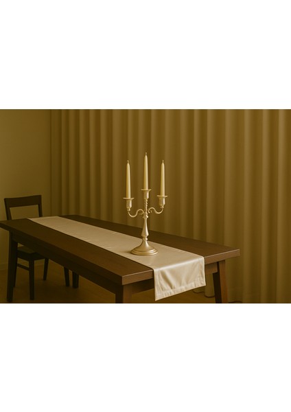 Saten Dokulu Açık Gri Runner , Masa Örtüsü, Amerikan Servis modelleri