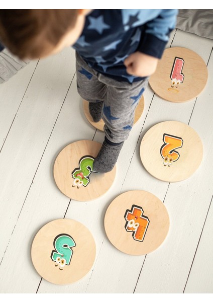 Ahşap Sayılar ve Basamak Taşları, Denge Alıştırması, Eğitici ve Eğlenceli Set fiyatları