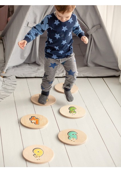 Ahşap Sayılar ve Basamak Taşları, Denge Alıştırması, Eğitici ve Eğlenceli Set fırsatları