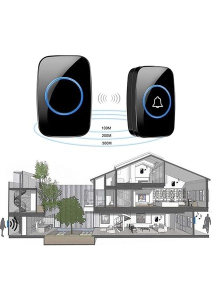 Kablosuz Kapı Zili Ledli Uzaktan Kumandalı Işıklı Kapı Zili Yüksek Sesli 300MT Uzun Mesafeli - 1 Buton + 1 Zil fiyatları