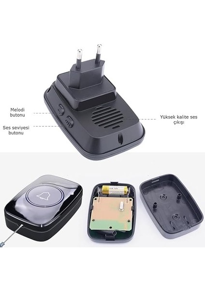 Kablosuz Kapı Zili Ledli Uzaktan Kumandalı Işıklı Kapı Zili Yüksek Sesli 300MT Uzun Mesafeli - 1 Buton + 1 Zil indirimleri