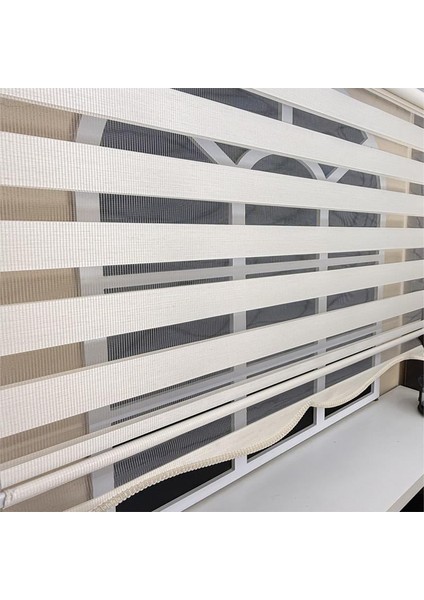 Zebra Stor Perde Ekru Etek Dilimli Z-STB400V02