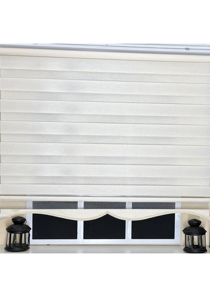 Zebra Stor Perde Ekru Etek Dilimli Z-STB400V02