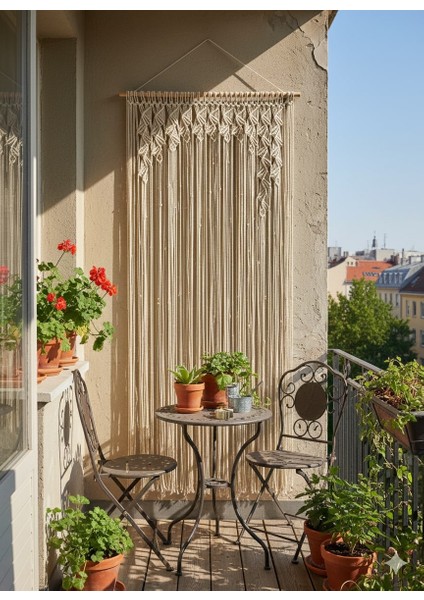 Ekru Makrome Perde Yaprak Desenli Duvar Süsü fiyatları