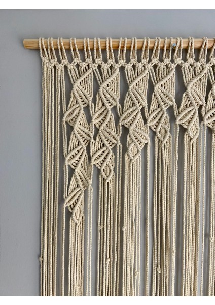 Ekru Makrome Perde Yaprak Desenli Duvar Süsü indirimleri