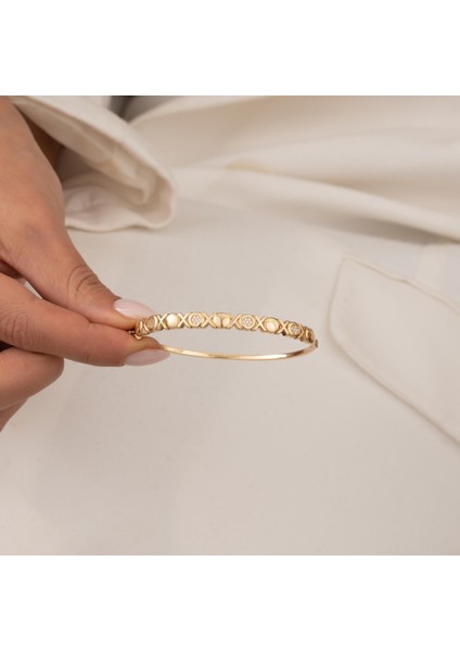 Taşlı 14 Ayar Altın Kelepçe