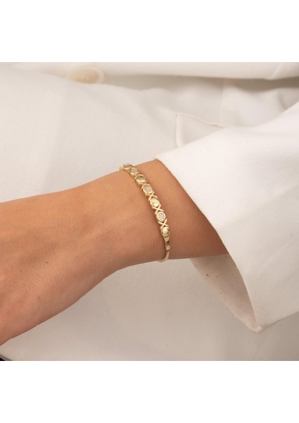 Taşlı 14 Ayar Altın Kelepçe modelleri