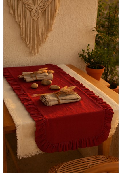 Fırfırlı Masa Runner 120x40 cm – Şık Dekoratif Masa Örtüsü fırsatları