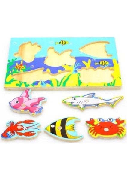 Mavi Ahşap Balık Tutma Puzzle, Eğlenceli ve Öğretici Hobi Seti fiyatları