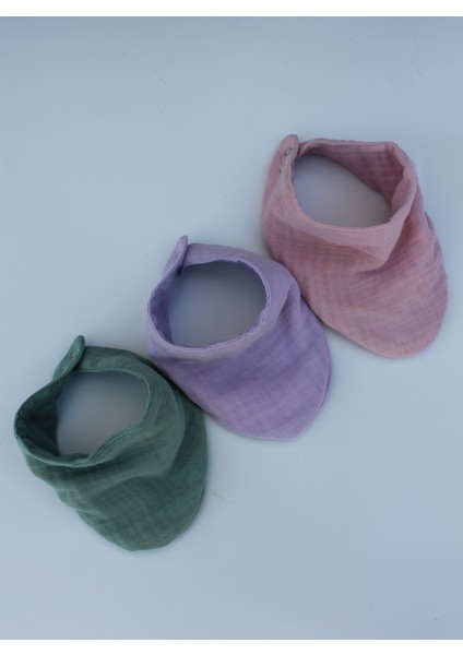 3'lü Organik Pamuk 4 Katlı Multi Müslin Fular Model Bebek Önlük, Salya ve Mama Önlüğü, Yakalık