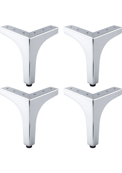 Dekor 12 cm Krom 4'lü Set Gümüş Metal Mobilya Ayağı Modern Tasarım Koltuk Sehpa Masa Tv Ünitesi