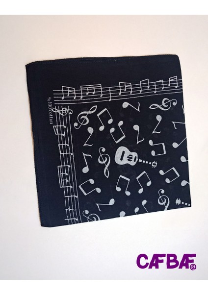 Cafbaf Kare Bandana Müzik MODEL.8517 - Siyah/Beyaz