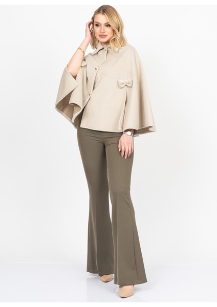 Bowsleeve Cape – Fiyonk Detaylı Premium Kaşe Panço 2636