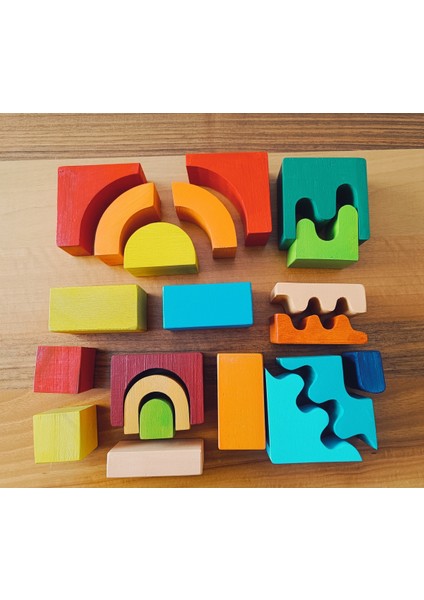 Çocuklar Için Renkli Ahşap Puzzle Oyun Blokları 24X20X4 cm fiyatları