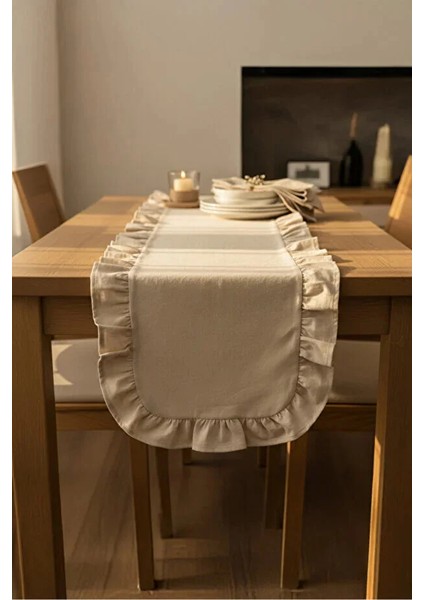 Fırfırlı Masa Runner 150X50 cm – Şık Dekoratif Masa Örtüsü fırsatları