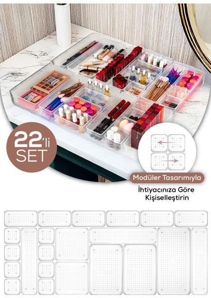 22 Parça Takı Makyaj Dolap Içi-Çekmece Içi Düzenleyici Organizer
