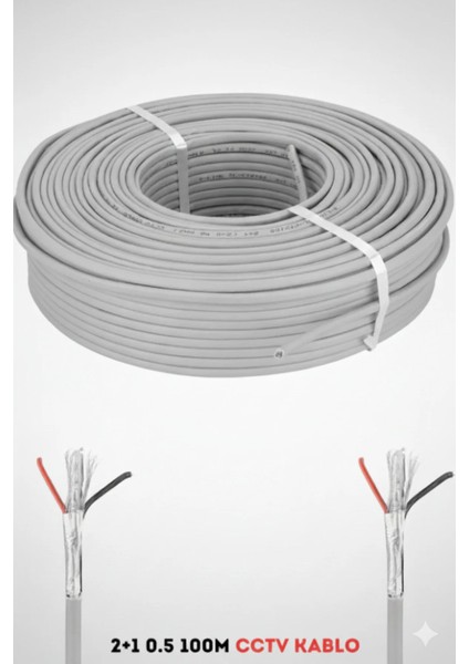 Cctv Es-Lıne Güvenlik Kamera Kablosu 2+1 0.5mm 100M Metre fiyatları