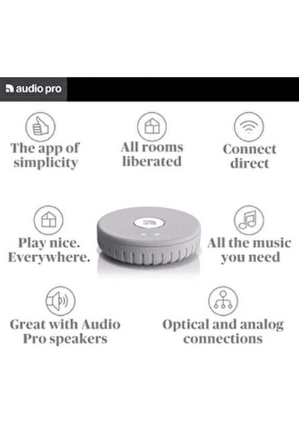 Link 1 Gri Multiroom Streamer Kablosuz Müzik Oynatıcı Kolay Kurulum