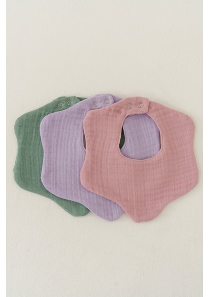 3'lü Organik Pamuk 4 Katlı Multi Müslin Çiçek Model Bebek Önlük, Salya ve Mama Önlüğü, Yakalık fırsatları