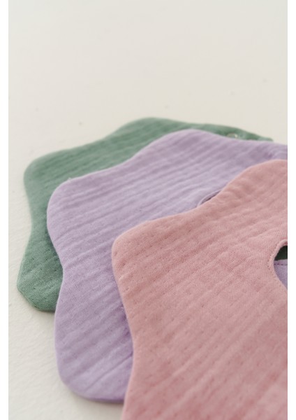 3'lü Organik Pamuk 4 Katlı Multi Müslin Çiçek Model Bebek Önlük, Salya ve Mama Önlüğü, Yakalık indirimleri