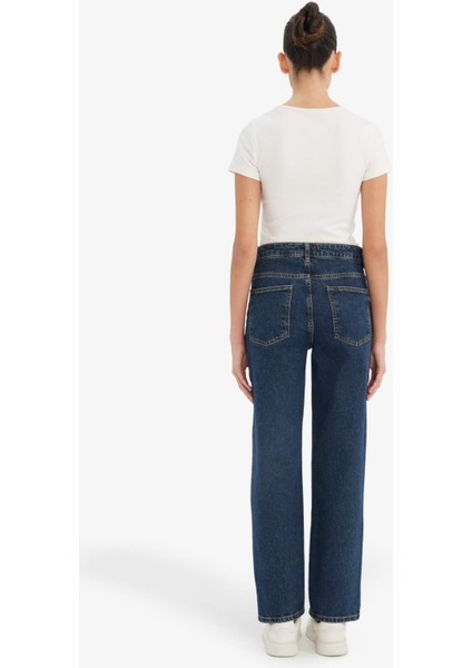 Comfort Straight Yüksek Bel Bilek Boy Jean Yıkamalı Pantolon D8154AX25AU indirimleri